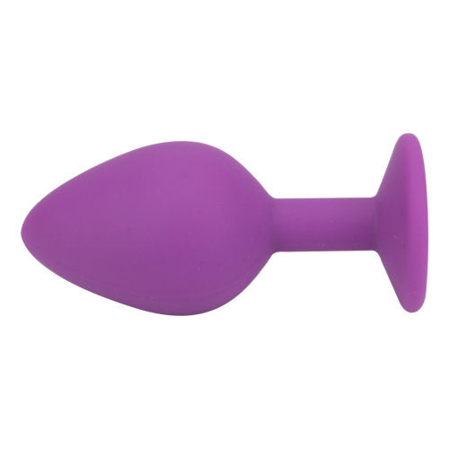Jewelled Silicone Butt Plug Purple - Medium