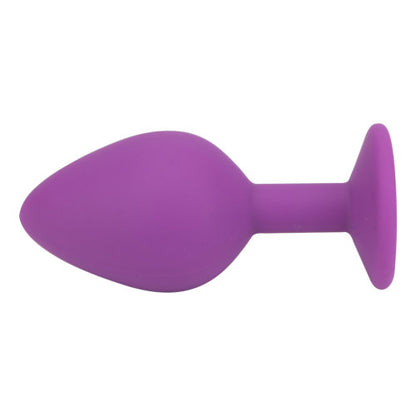 Jewelled Silicone Butt Plug Purple - Medium