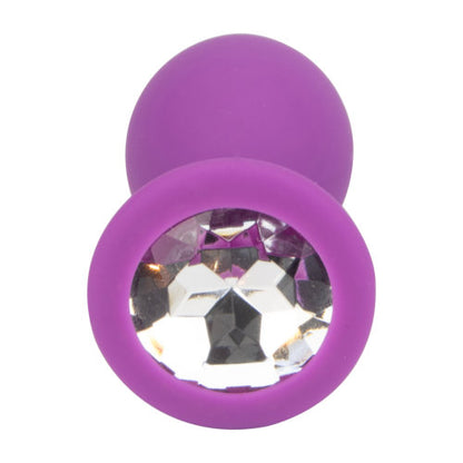 Jewelled Silicone Butt Plug Purple - Medium