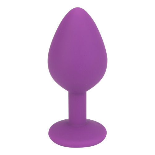 Jewelled Silicone Butt Plug Purple - Medium