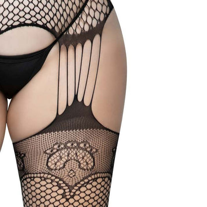 Leg Avenue Lace Top Net Suspender Tights Plus Size